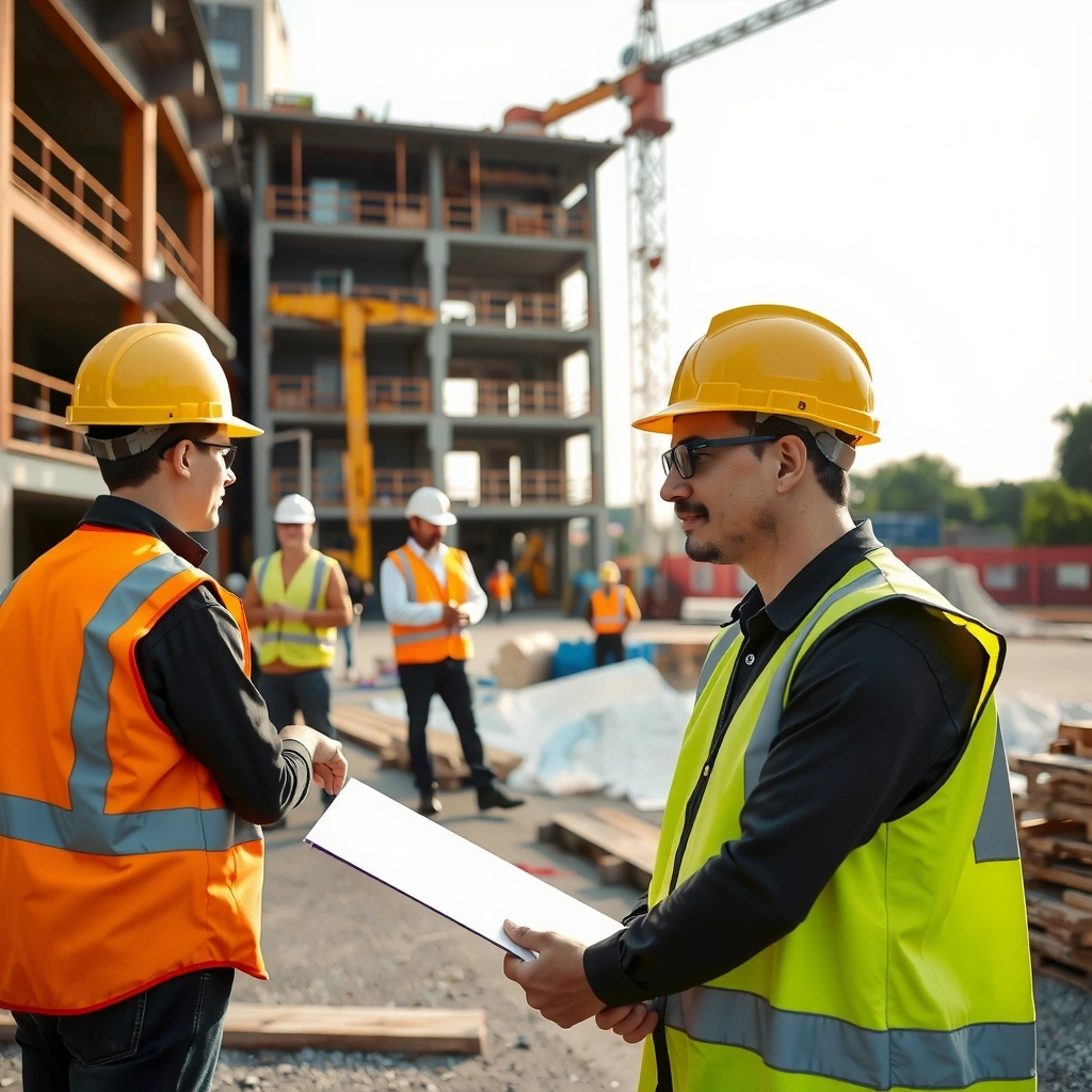 Construction team at work